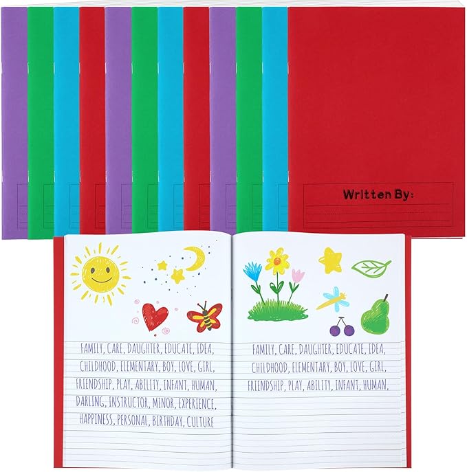 Henoyso 12 Pcs Primary Composition Notebook K-2 9 3/4 x 7 1/2 Inch Primary Journal Blank Writing Book for Kid to Write Draw and Journal 60 Page Notebook Back to School Supplies (Mixed Color)