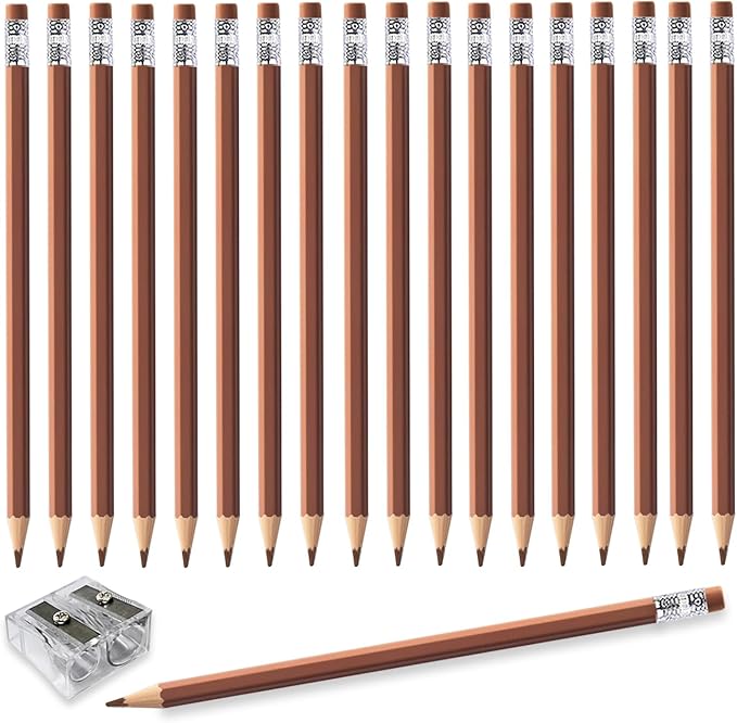 Adhere 25pcs Checking Pencils Erasable colored Pencils Pre-Sharpened #2 HB,for Checking Tests Grading Map Coloring,school Correcting,editing Office Favors,including a Free sharpener.(Brown)