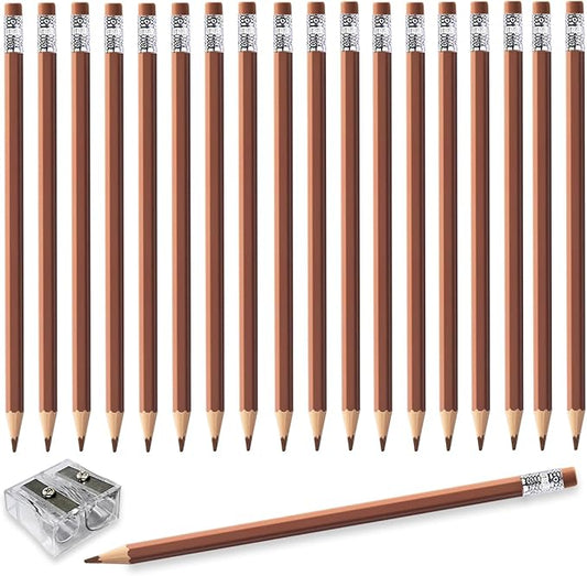 Adhere 25pcs Checking Pencils Erasable colored Pencils Pre-Sharpened #2 HB,for Checking Tests Grading Map Coloring,school Correcting,editing Office Favors,including a Free sharpener.(Brown)