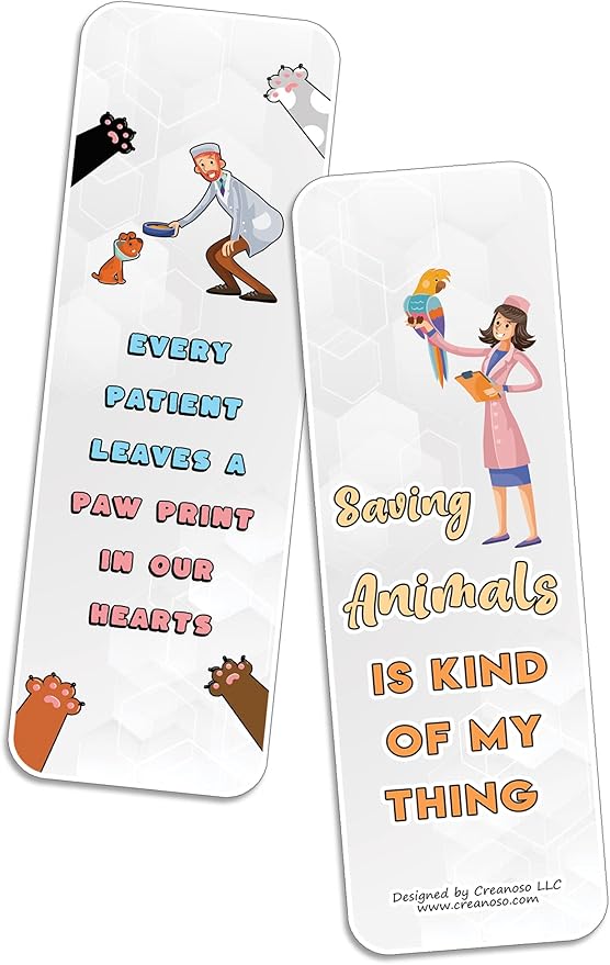 Creanoso Inspiring Vet Bookmarks (10-Sets x 6 Cards) – Daily Inspirational Card Set – Interesting Book Page Clippers – Great Rewards for Adults and Professionals