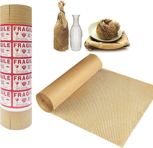 Moving Dish Packing Kit Plate Protector Sleeve, Packing Supplies for Dishes, Honeycomb Wrapping Paper Roll 15 inch *300 Feet Large Bubble Cushion Wrap Shipping Material for Fragile Items