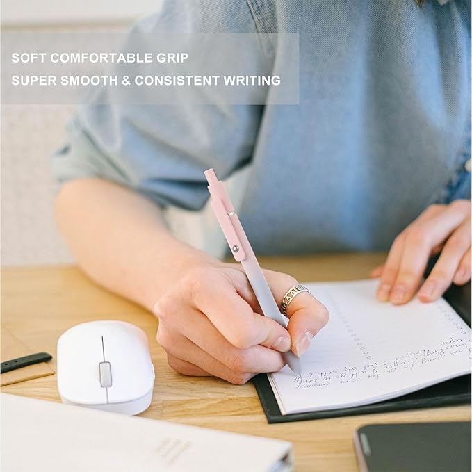 LINFANC 12 Pack Gel Pens Cute Pens Medium Point 0.7mm Pen Black Ink Pens for Journaling Aesthetic Pens Gel Pens School Supplies Black Pens Gel Ink Pen Office Supplies