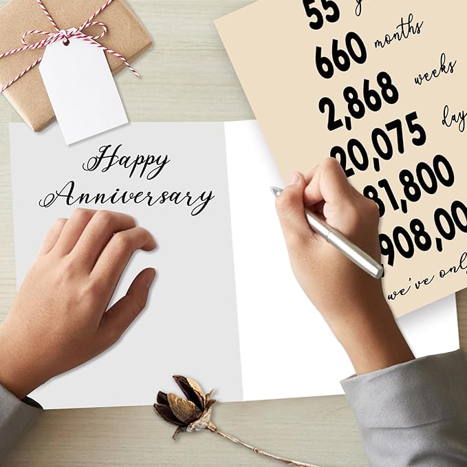 YiKaLus Retro 55th Anniversary Card for Him Her, Happy 55 Years Wedding Aday Card for Parents, Funny 55th Anniversary Card for Women Men