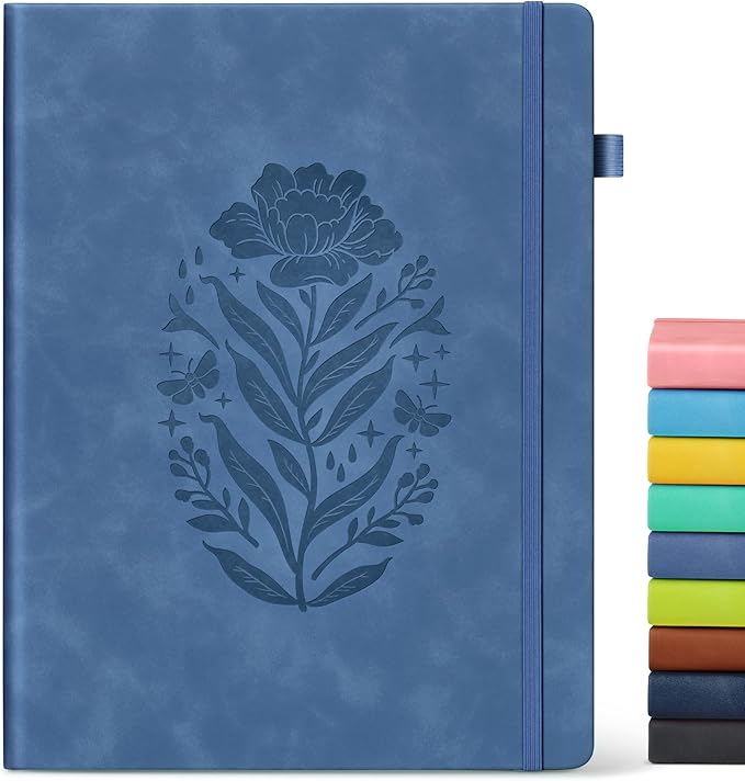 Lined Journal Notebook for Women, Hardcover Leather Journaling Notebooks 8.5" x 11", A4 200 Pages Big Journals for Writing, College Ruled Notebook for Work School, Note Taking, Business Diary Darkblue