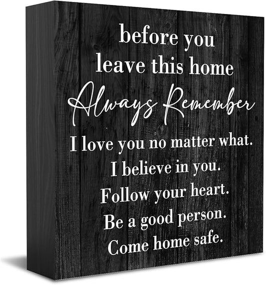 Inspirational Home Farmhouse Decor Desk Decor Wooden Box Sign Always Remember You are Braver Than You Think Rustic Black Wood Block Plaque Box Sign for Women Family Friends Shelf Table Decoration