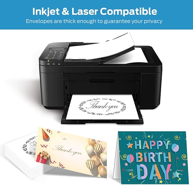 Blank White Cards and Envelopes 100 Pack, Ohuhu 5 x 7 Heavyweight Folded Cards and A7 Envelopes for DIY Christmas Greeting Cards, Wedding, Birthday, Invitations, Thank You Cards & All Occasion