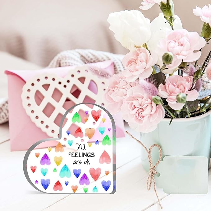 Mental Health Decor, Psychotherapy Affirmations Heart Acrylic Sign, Inspirational Office Decor, School Counselor Sign, Positive Sayings Gifts for Social Worker Classroom School Counseling