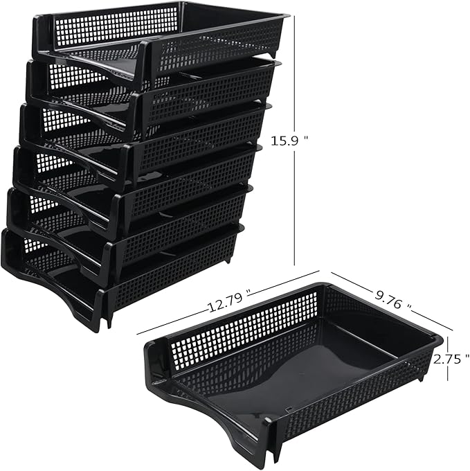 6 Layers Stackable Office Paper Tray, Plastic Stackable Letter Tray