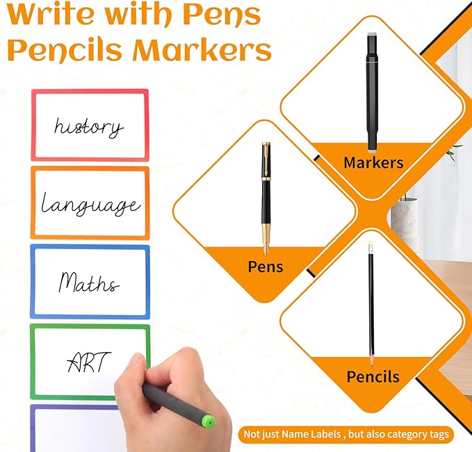 Utron 500Pcs Name Labels, 3.5x2.25 inch Blank Nametags, Sticky Name Tags for Whiteboards Locker Fridge School Office Home 10 Colors