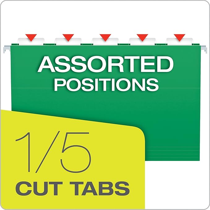 Pendaflex Recycled Hanging Folders, Legal Size, Bright Green, 1/5 Cut, 25/BX (81630)