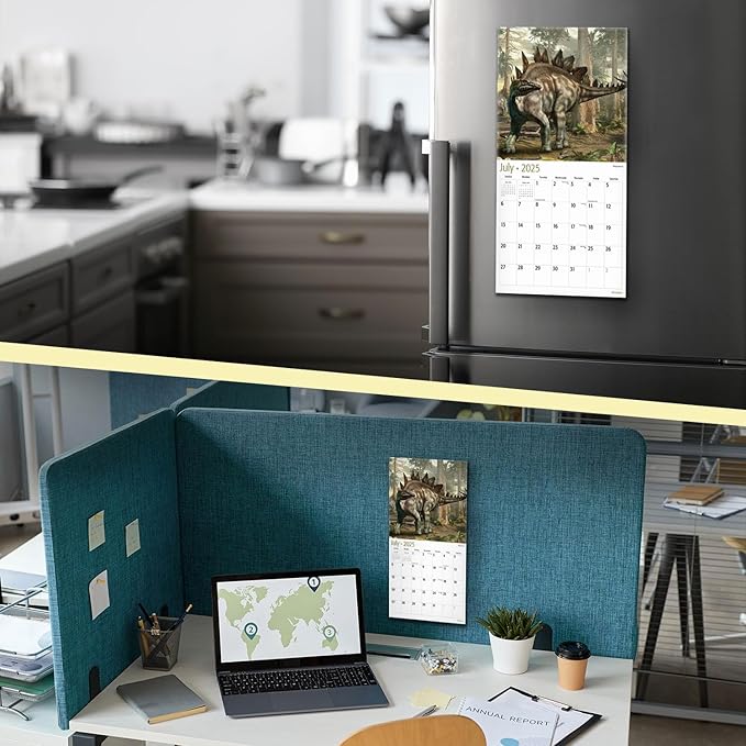 MICASA Dinosaurs Mini 2025 Wall Calendar 12 Month | 7" x 14" Open | Thick & Sturdy Paper | Giftable | Calendar 2025