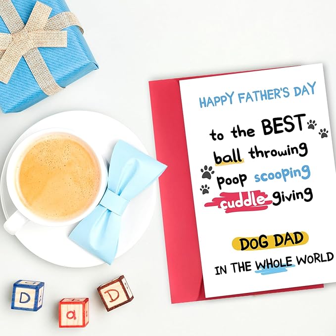 Happy Father's Day Card for Dog Dad, Funny Dog Dad Gifts for Men Him, Best Dog Dad Card, Gifts from Dog, Lovely Dog Dad Father's Day Card from Son Daughter