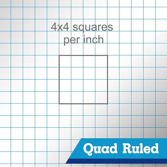 KAISA Legal Pad Quad Ruled Note Pads, Graph Ruled 8.5x11 inch Legal Pad, Quad (4x4) Paper Writing Pads, White 12 pads, BL-MWT50Q-12, Made In The USA.