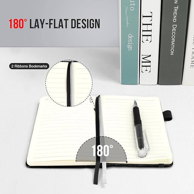 Small Notebook College Ruled, 3 Pack (Black) 3.7x5.7 in Pocket Notebook Journaling Notebooks Mini Hardcover Lined Note Pads with Pens for Work Business Travel and Office Supplies