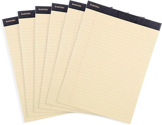 Mintra Office Legal Pads - ((PREMIUM CANARY 6pk, 8.5in x 11in, WIDE RULED)) - 50 Sheets per Notepad, Micro perforated Writing Pad, Notebook Paper for School, College, Office, Professional