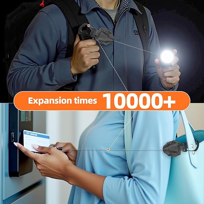 2 Pack Retractable Keychain Heavy Duty Outdoor Carabiner Badge Holder-Outdoor Carabiner for ID Badges, Key Holders, and More - Ideal for Work Badge Clips & Key Management