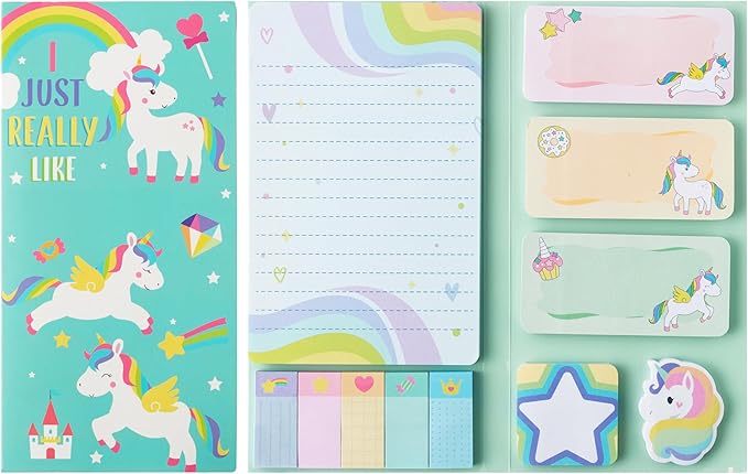 I Just Really Like Magic Horse Sticky Notes Set, 550 Sheets, Cute Magic Horse Self-Stick Notes Pads Animal Divider Tabs Bundle Writing Memo Pads Back to School Office Supplies Small Gift