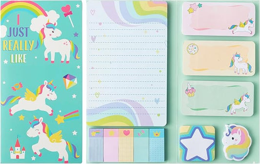 I Just Really Like Magic Horse Sticky Notes Set, 550 Sheets, Cute Magic Horse Self-Stick Notes Pads Animal Divider Tabs Bundle Writing Memo Pads Back to School Office Supplies Small Gift