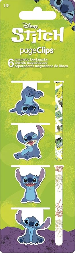 Antioch Disney Lilo & Stitch Magnetic Page Clips (6-Pack) Stationery, Multicolor, 2.95 x 8.66 x 0.6