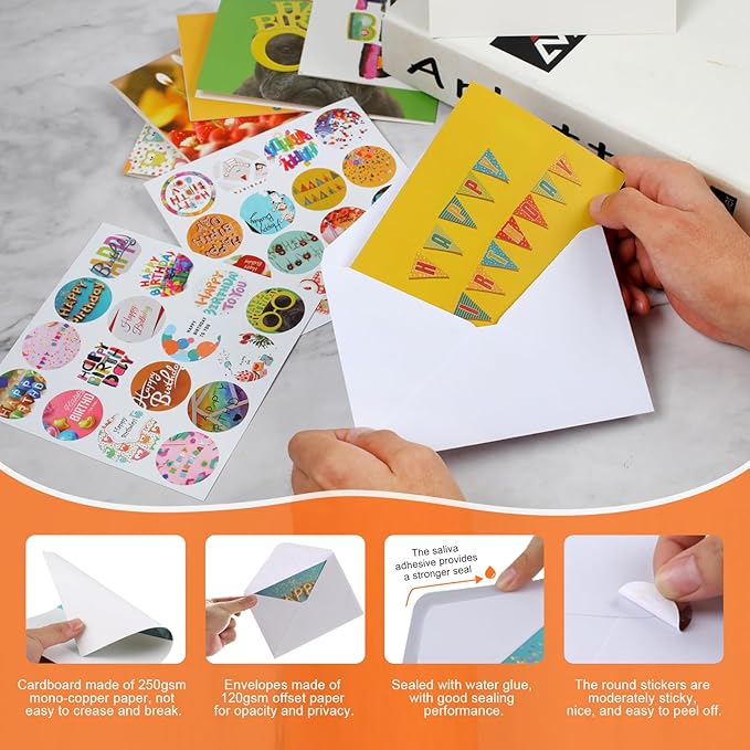 Joyberg 32 PCS Happy Birthday Cards Bulk with Envelopes, 4x6 Assorted Birthday Cards