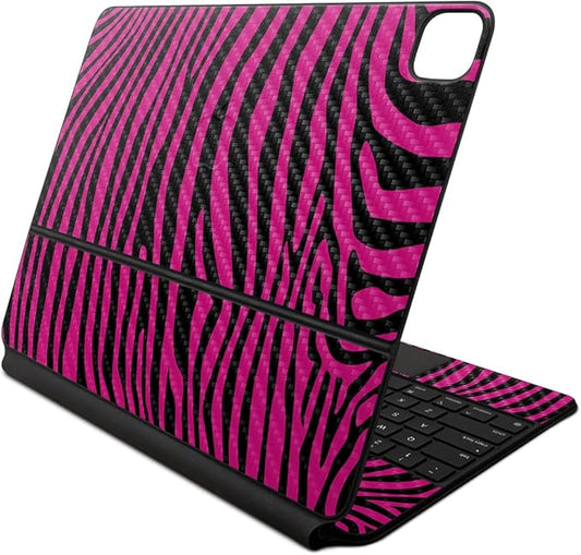 Carbon Fiber Skin Compatible with Apple Magic Keyboard for iPad Air 13-inch (M2) 2024 - Pink Zebra - Premium 3M Vinyl Protective Wrap Decal Cover - Easy to Apply | Crafted in The USA by MightySkins