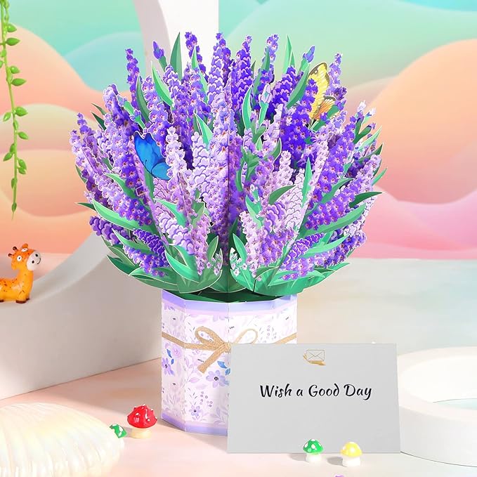 Pop Up Flowers Bouquet Cards Get Well Cards 3D Flower Birthday Cards with Note Card and Envelope for All Occasion Mother's Day Thinking of you Thanksgiving Christmas Gift