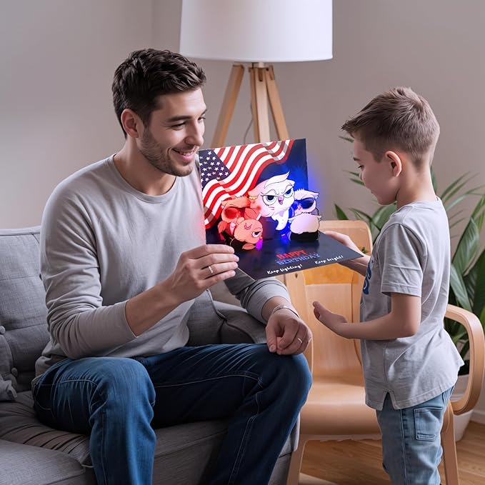 Birthday Card, 3D Pop Up Happy Birthday card, Funny Greeting Cards with Light and Music for Men, Dad, Husband, Women,Wife,Mom (Presidential Real Voice Birthday Blessings & Surprise)