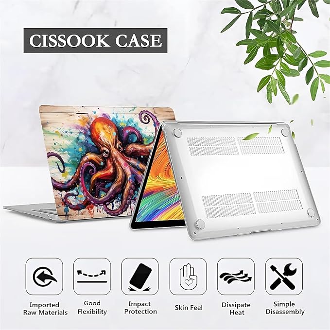 Compatible with 16.2 Inch MacBook Pro 2485/A2780, Colourful Octopus Hard Plastic Shell Cover Case