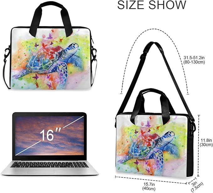 Sea Turtle Laptop Messenger Bag Case Sleeve Briefcase for Men Women