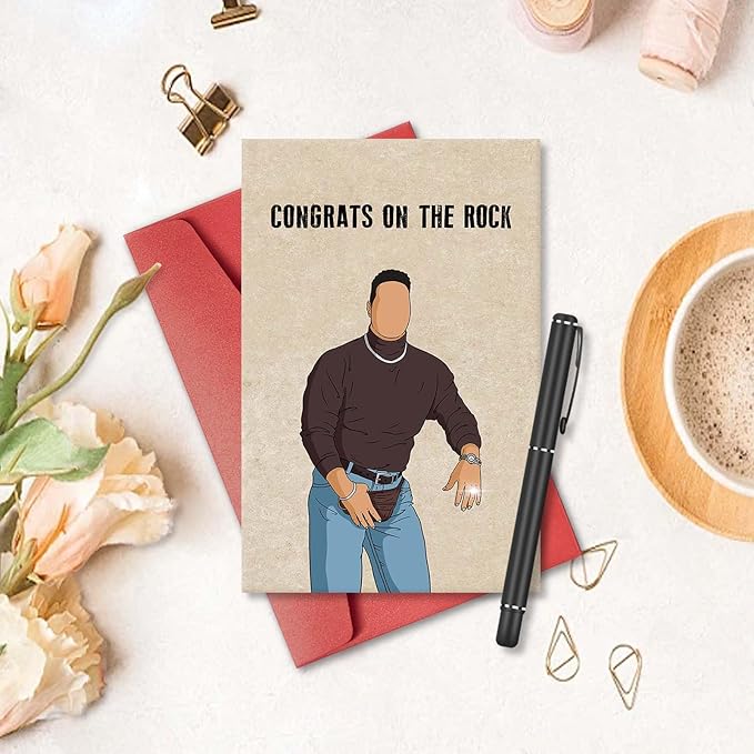 Funny Engagement Gifts for Woman Man, Cool Engagement Card for Couples, Wedding Congratulations Card for Bride Groom, Congrats Wedding Card, Congrats on the Rock