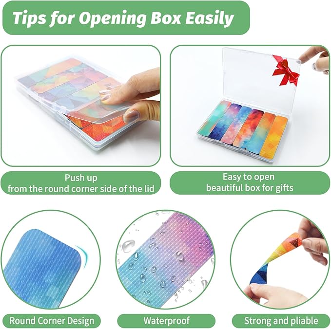 72 Pieces Anxiety Sensory Stickers with Storage Box - Calming Stickers 2 Textured Surface - Fidget Strips for Office & Classroom Desk Adult & Teen Stress