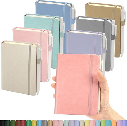 Pocket Small Notebook Journals, 8 Pack (8 Pastel Color) Mini Notebook 3.7x5.7 Journaling Notebooks for Women Men, Hardcover Lined Note Pads with Pens for Work, Business, Travel Journal, Office Supplies