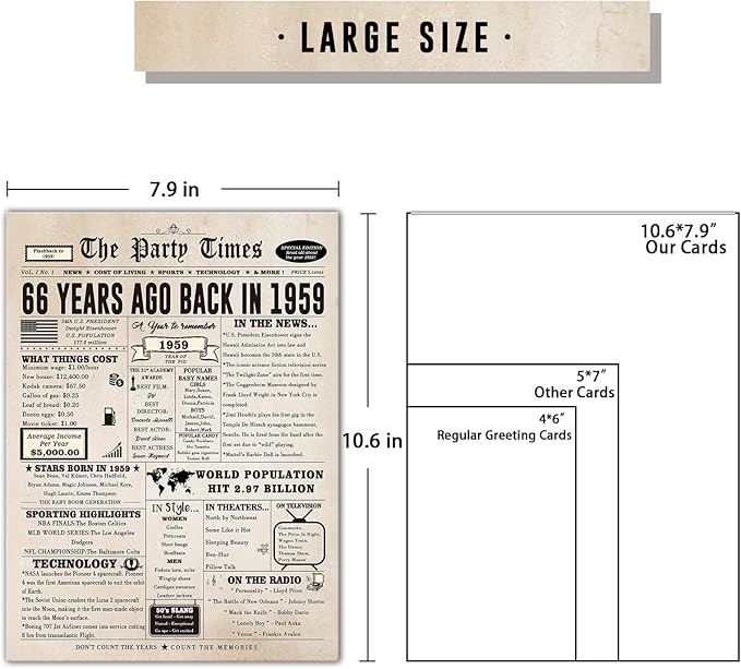 Ziwenhu Large 66th Birthday Card for Him Her,Funny 66th Birthday Decorations for Women Men, 66th Birthday Gifts for Husband Wife, Vintage Birthday Card for 66 Year Old Card