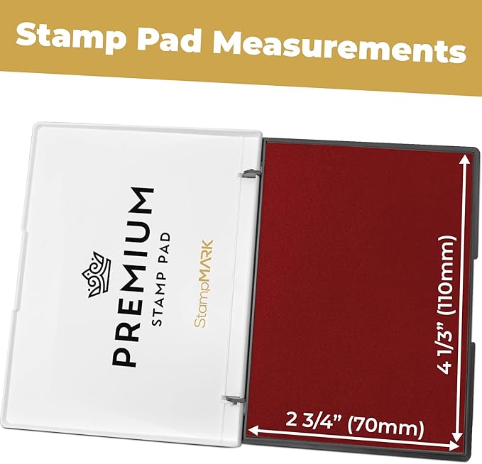 Premium Stamp Pad Medium Size 3" x 4" - for Traditional Rubber Stamps - Felt Pad Crimson Red Color