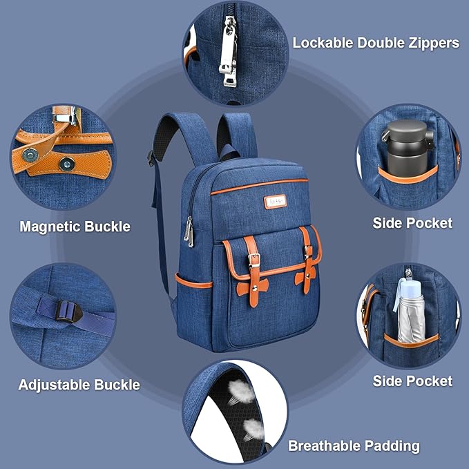 Nicole Miller Travel Laptop Backpack-Business Anti Theft Vintage Backpack with USB Charging Port-Water Resistant Computer Bag