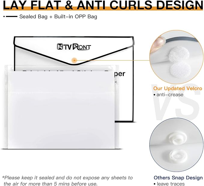 HTVRONT Printable Vinyl for Inkjet Printer & Laser Printer - 40 Pcs Glossy White Inkjet Printable Vinyl Sticker Paper, 8.5"x11" (140 g)