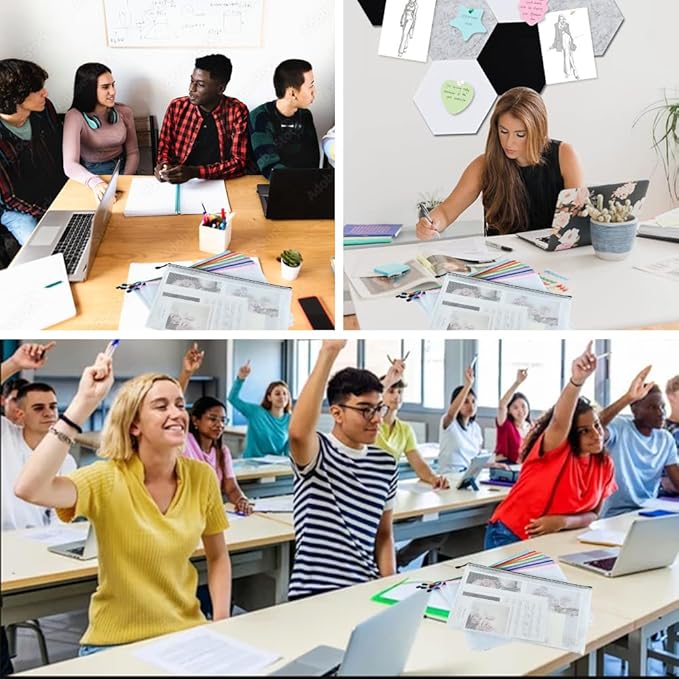 Vuzvuv A3 Size-22pcs 16.9"x 12" Mesh Zipper Pouch Zipper Bags,8 Colors Document File Folders with Label Sticker,Plastic Mesh Bag for File, Makeup, Board Game School Office Home Travel Storage