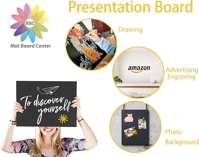 Mat Board Center, Pack of 10 Acid-Free Foam Boards, 5x7 inch Black Foam Boards, 3/16" Thick