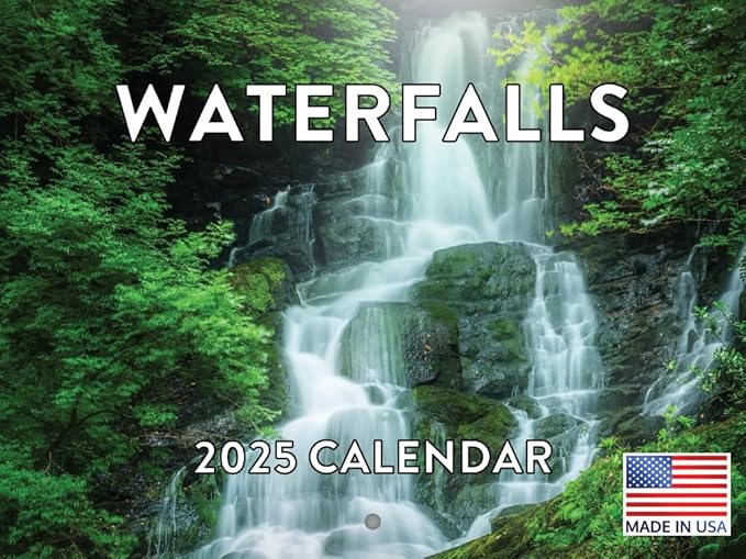 Waterfall Calendar 2025 Waterfalls Monthly Wall Calender 12 Month | American Made In The USA