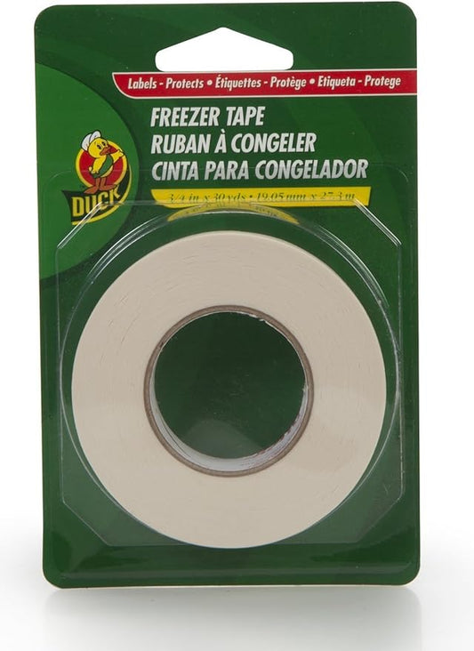 Duck Brand Single Roll Write-On Freezer Tape, White (Pack 3)