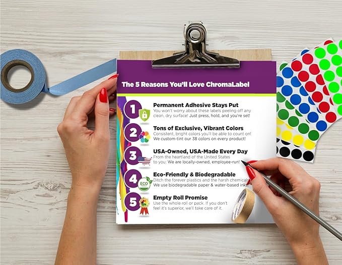 ChromaLabel 3 Inch Round Label Permanent Color Code Dot Stickers, 500 Labels per Roll, Fluorescent Purple