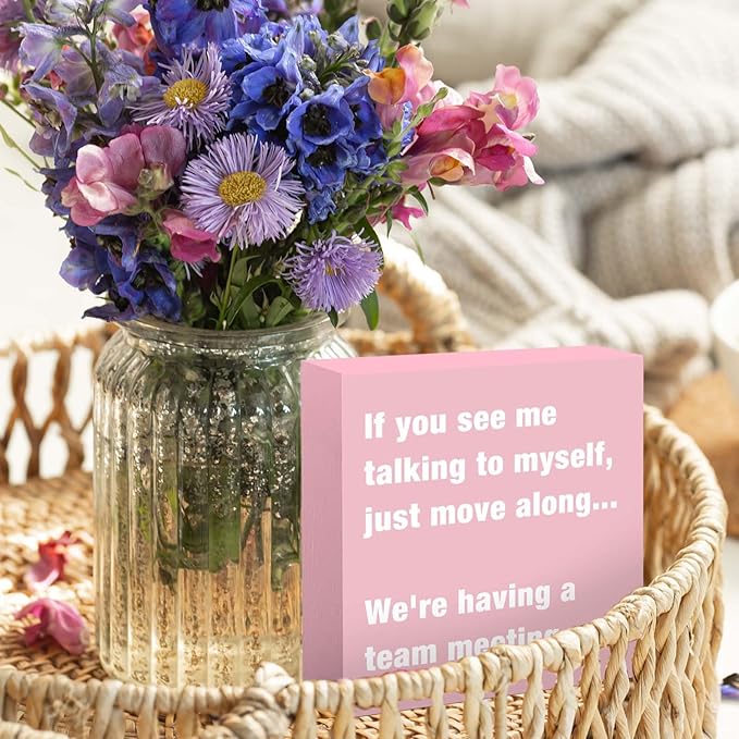 Pink Office Decor Desk Accessories Funny Office Decor Sign for Cubicle Decor or Desk Decorations for Women Home & Office Cute Desk Accessories Gifts for Women Coworker