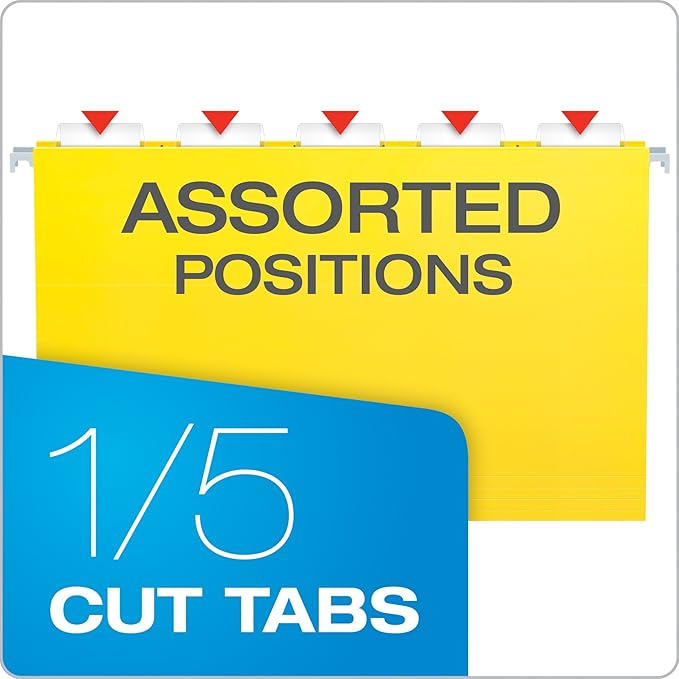 Pendaflex Recycled Hanging Folders, Legal Size, Yellow, 1/5 Cut, 25/BX (81626)