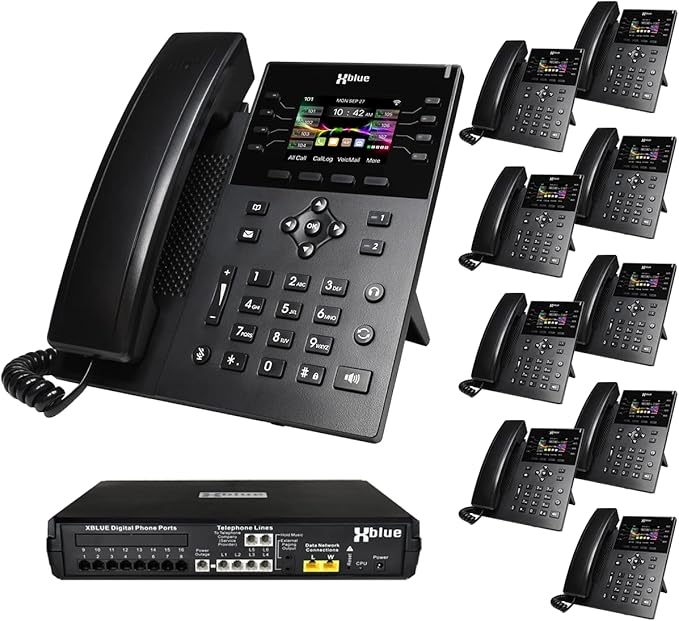 XBLUE X16 Plus VoIP System Bundle with (10) IP8g IP Phones - Including Auto Attendant, Voicemail, Remote Phone Extensions & Call Recording