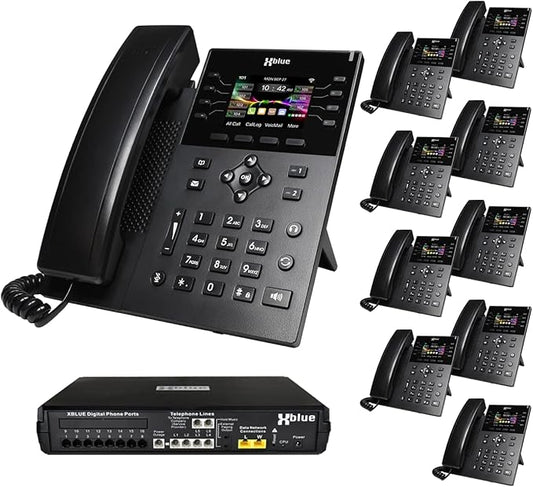 XBLUE X16 Plus VoIP System Bundle with (10) IP8g IP Phones - Including Auto Attendant, Voicemail, Remote Phone Extensions & Call Recording