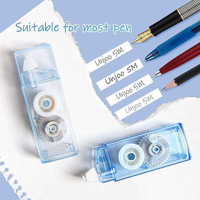 Correction Tape, Easy To Use Cute Applicator for Instant Corrections, For school, Office Workers (Gradient Blue, 5M/196" x 0.2",12pack)