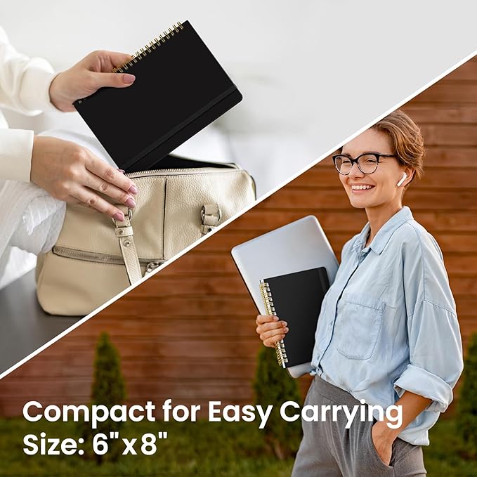 Taja Graph Spiral Journal Notebook for Women & Men, 140 Pages, Graph Paper Hardcover Notebook for Planning & Tracking, Journals for Graphing, A5(6"x8") - Black