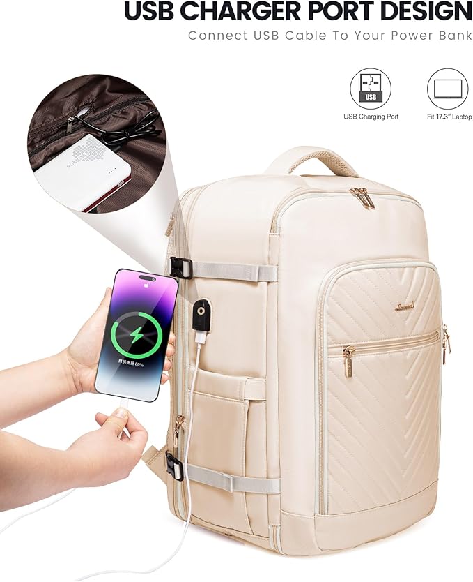 LOVEVOOK Travel Backpack for Women,Carry On Backpack Flight Approved with Toiletry Bag,Expandable Large Laptop Backpack Women Waterproof Backpack Fit 17.3 Inch with USB Charging Port Shoes Compartment