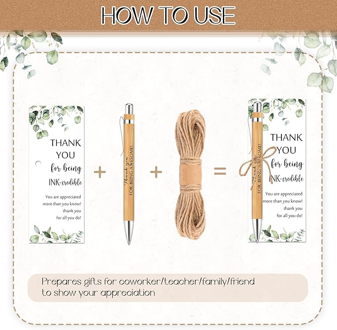 Fulmoon 20 Set Employee Appreciation Gifts May You Be Proud Sign Wood Bamboo Pens with Thank You Bookmark Cards for Coworker Back to School Gifts for Classroom Teacher Student Supplies Party Favor