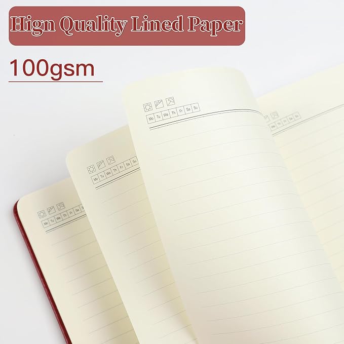 Journal Notebook Journal for Men/Women Journals for Writing A5 180Sheets 360Pages College Ruled Notebook 100gsm Lined Paper Leather Hardcover Journal 5.9'' X 8.4'' (Red)